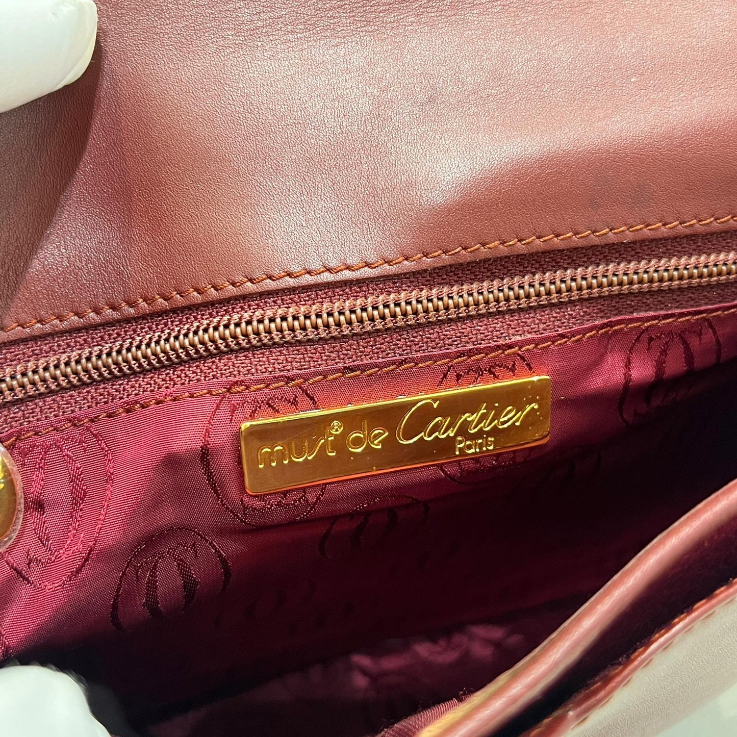 Cartier Vintage Burgundy Leather Must De Cartier Shoulder Bag