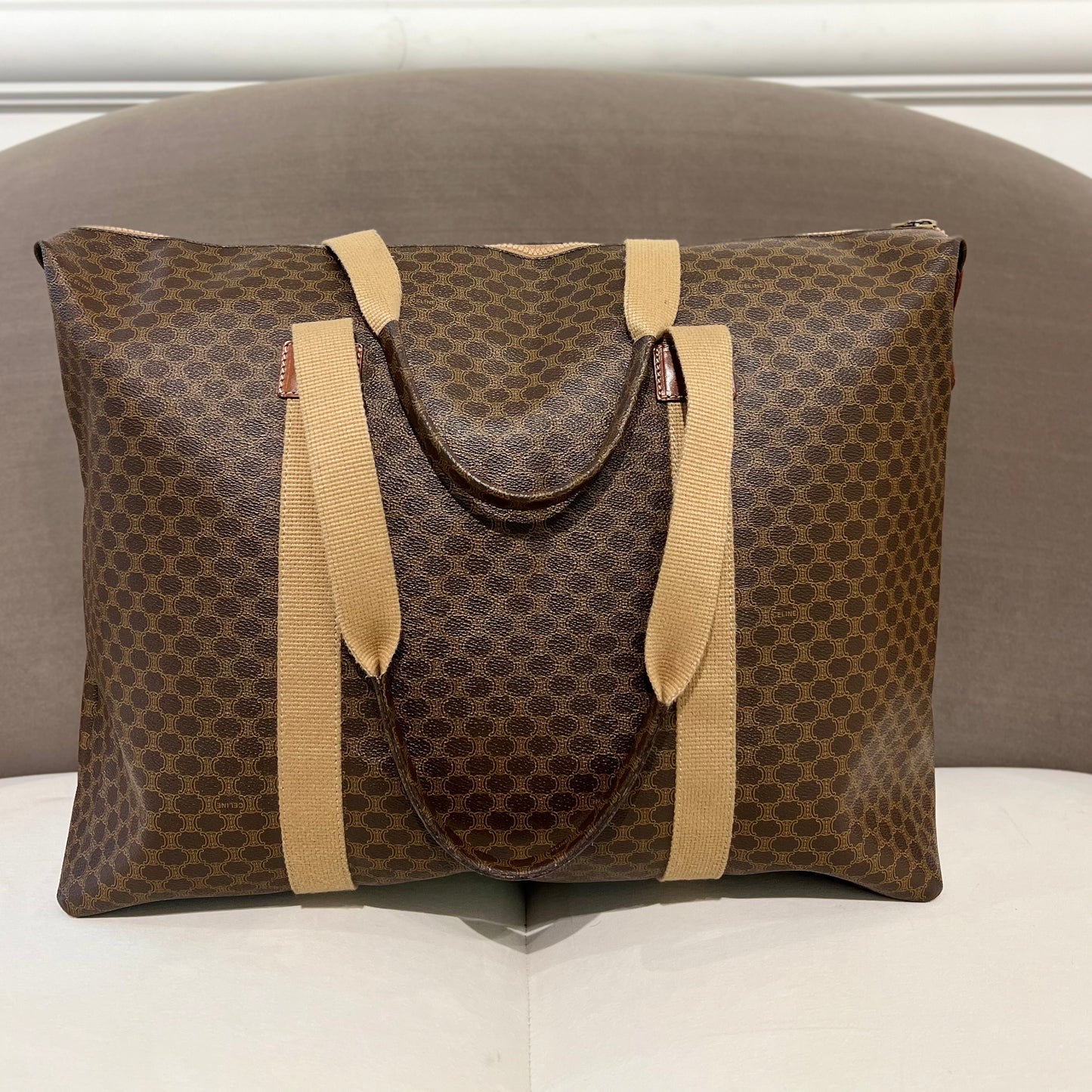 Celine Vintage Macadam 大棕色波士頓包