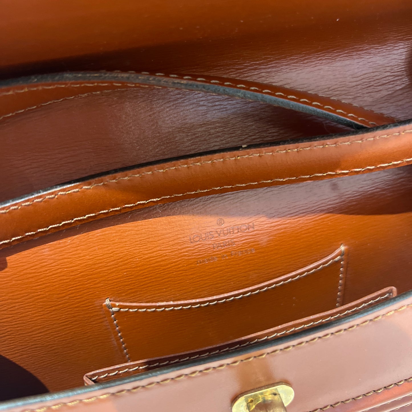 Louis Vuitton Vintage Golden Turn Lock Brown Epi Prebourg Shoulder Bag
