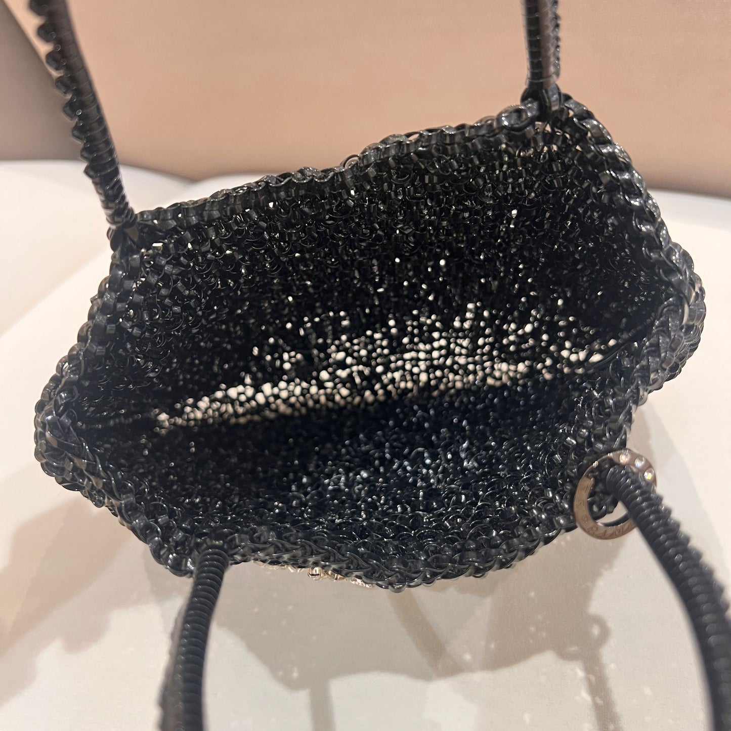 Anteprima Vintage Black Wire Crystal Skull Motif Handbag