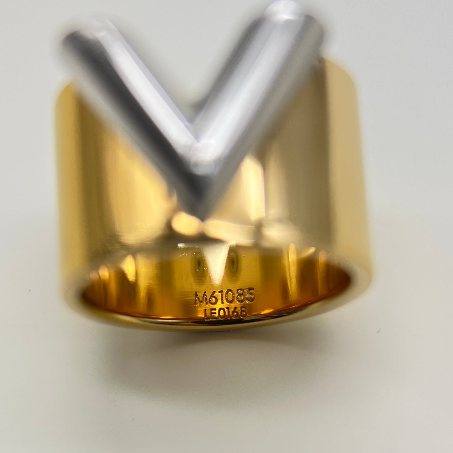 Louis Vuitton Two Tone V Logo Golden Ring#14