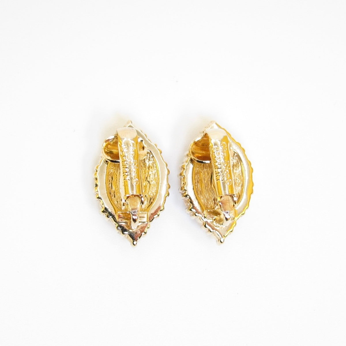Christian Dior 金色綠石光環夾式耳環