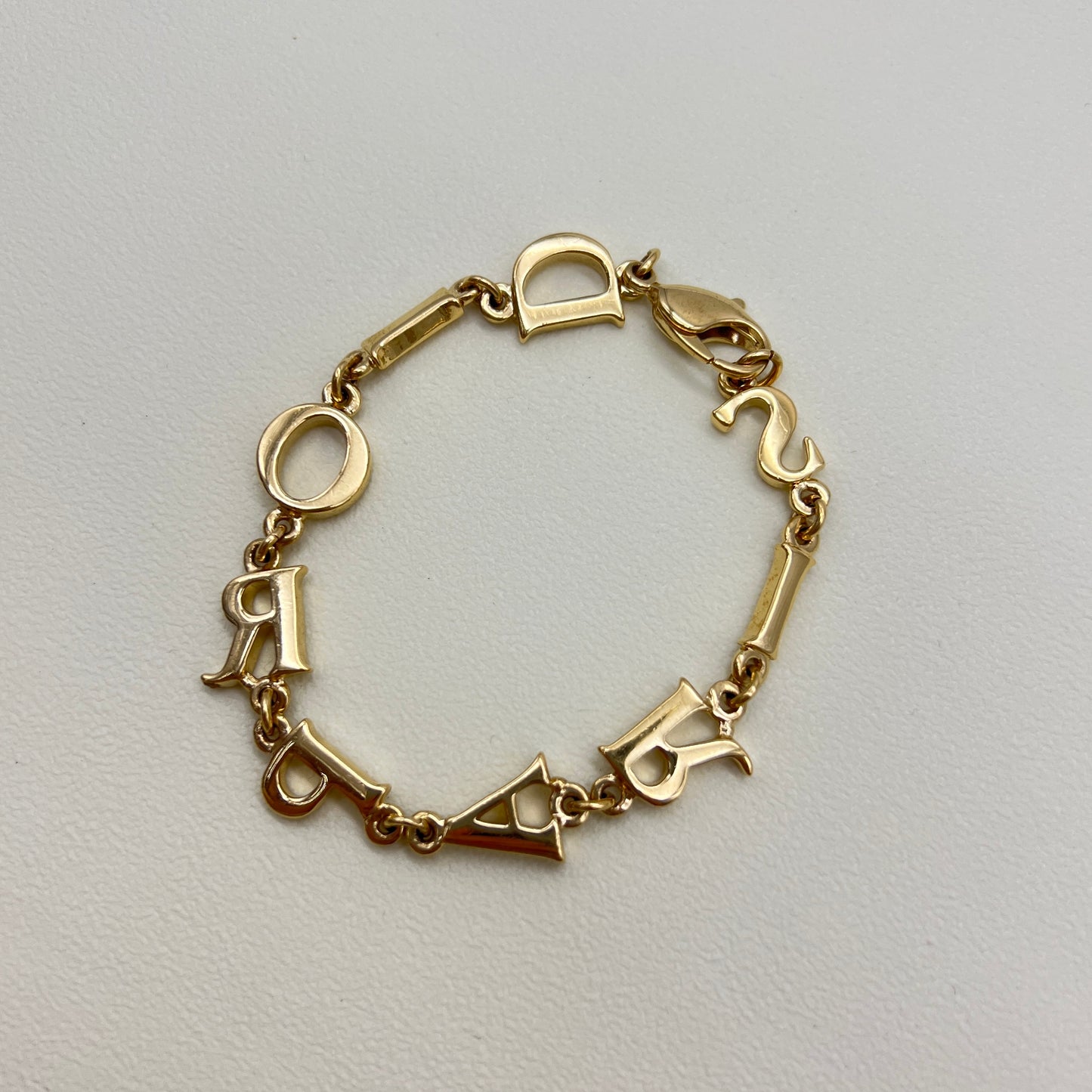 Christian Dior Vintage Dior Paris Letter Charm Golden Bracelet