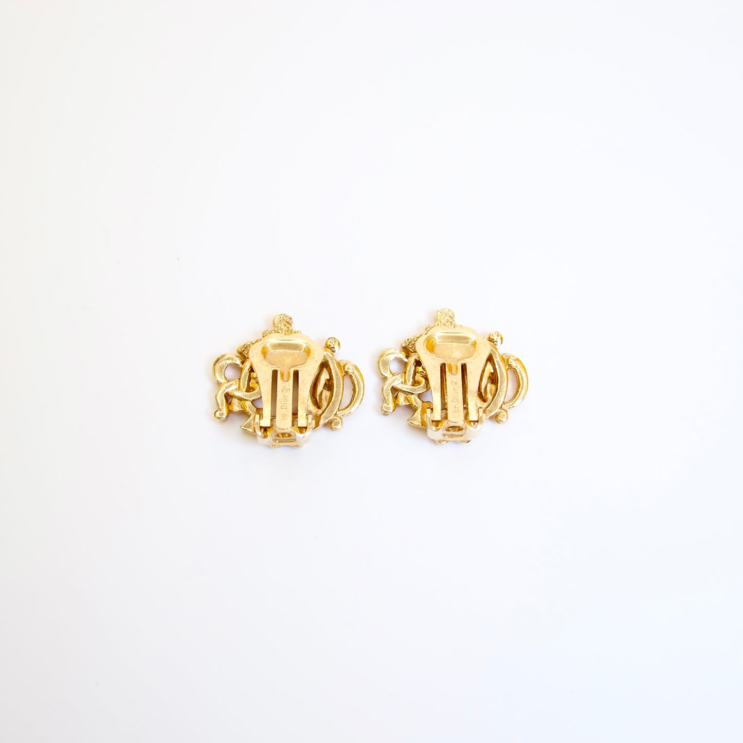 Christian Dior Vintage Dior Logo Golden Clip-on Earrings