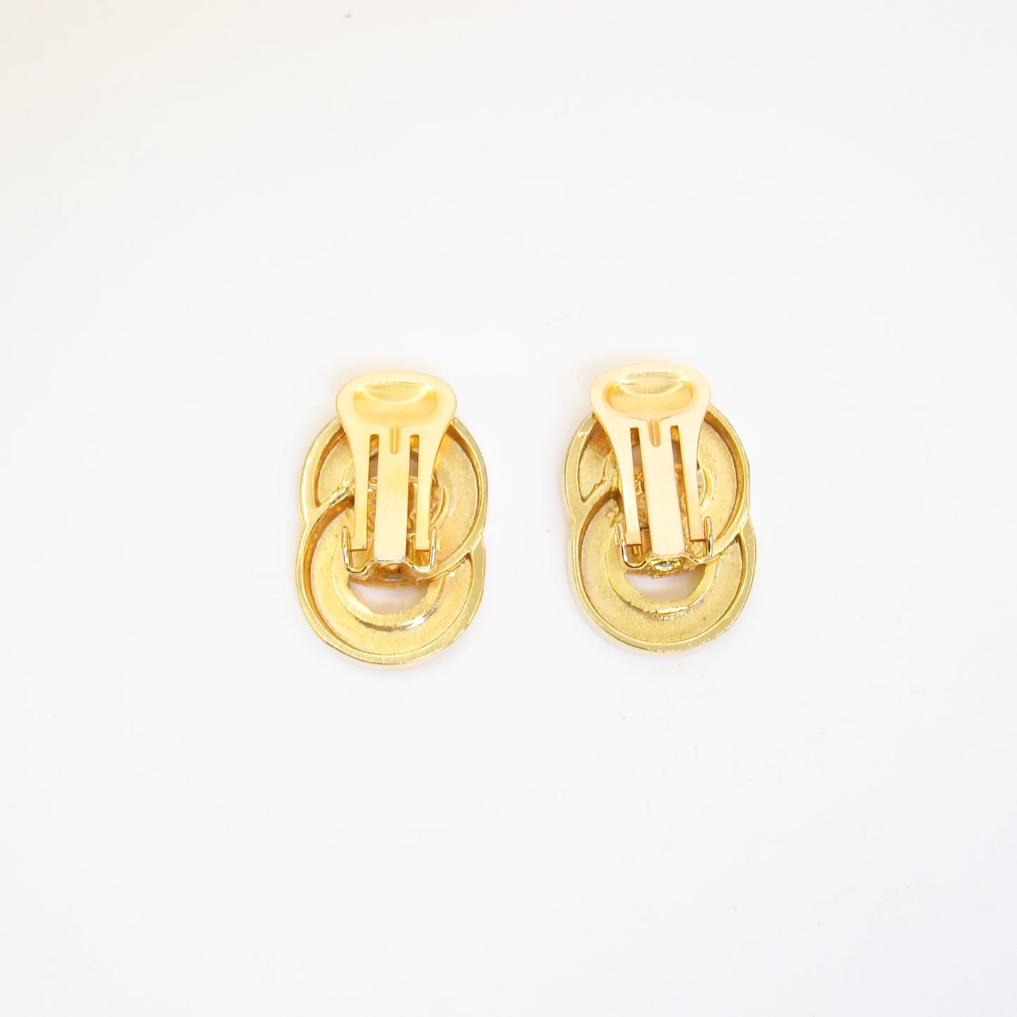 Celine Vintage Celine Logo on Double Circle Golden Clip-on Earrings