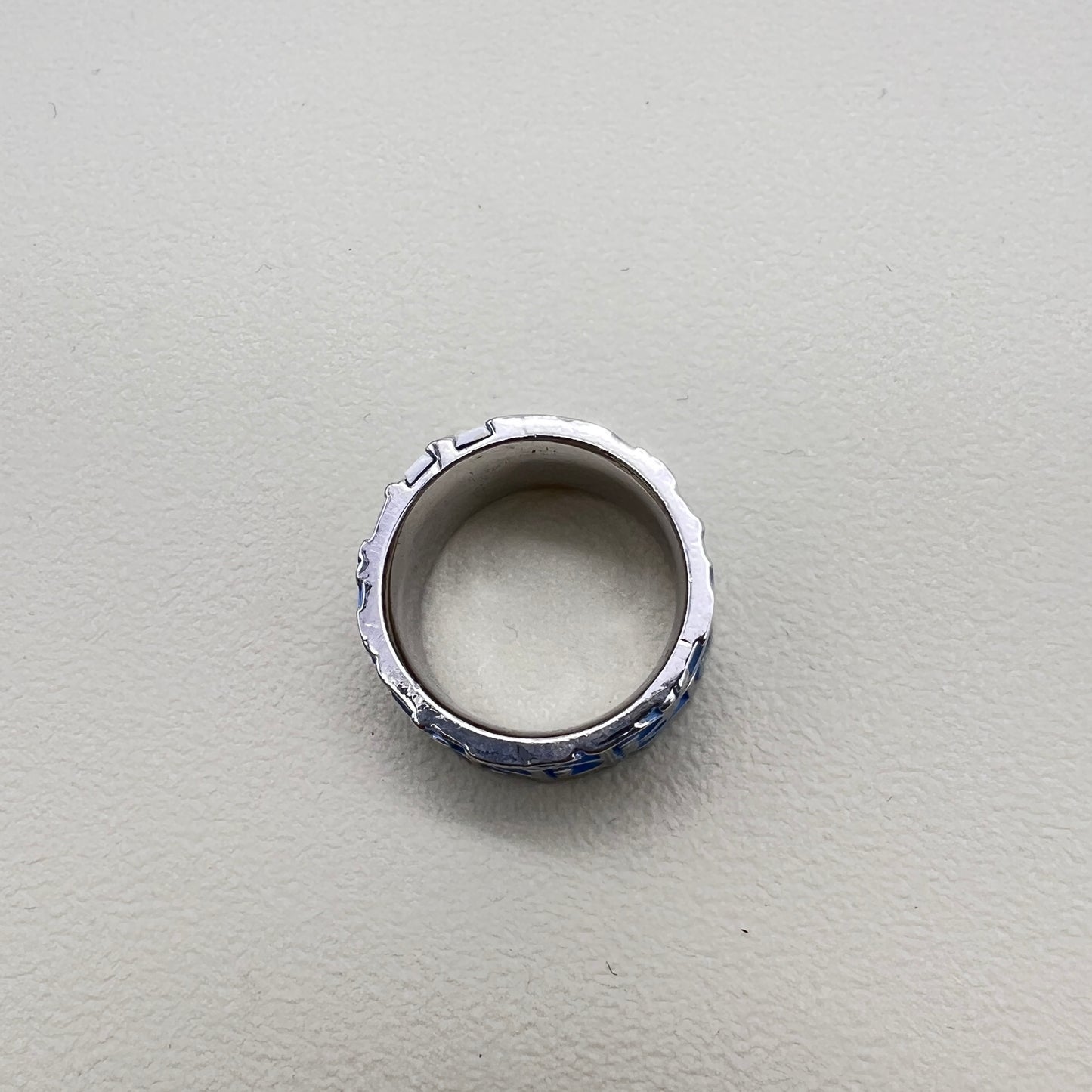 Christian Dior Vintage Blue and Silver Tortter Ring #12