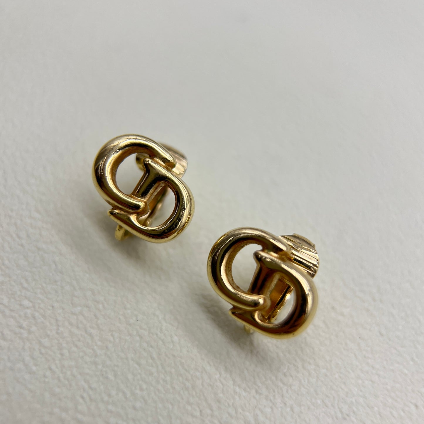 Christian Dior Vintage CD Logo Golden Clip-on Earrings