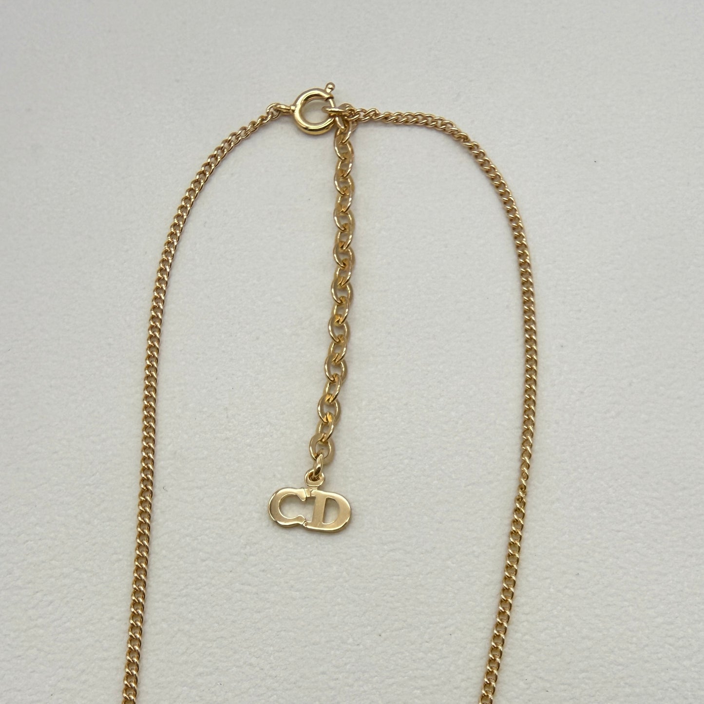 Christian Dior Vintage CD Logo in Oval Shape Pendant Golden Necklace