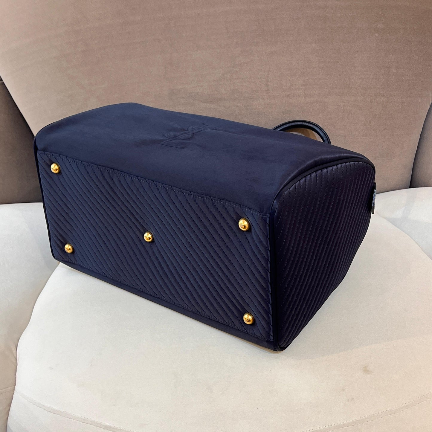 Yves Saint Laurent Vintage Navy Nylon Boston Bag