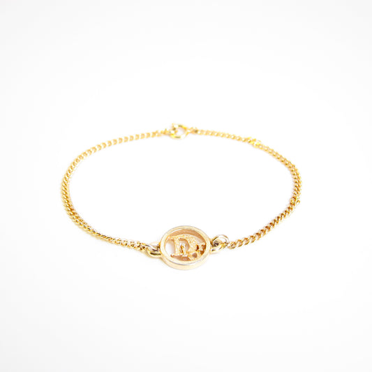 Christian Dior Vintage Dior Logo in Circle Golden Bracelet