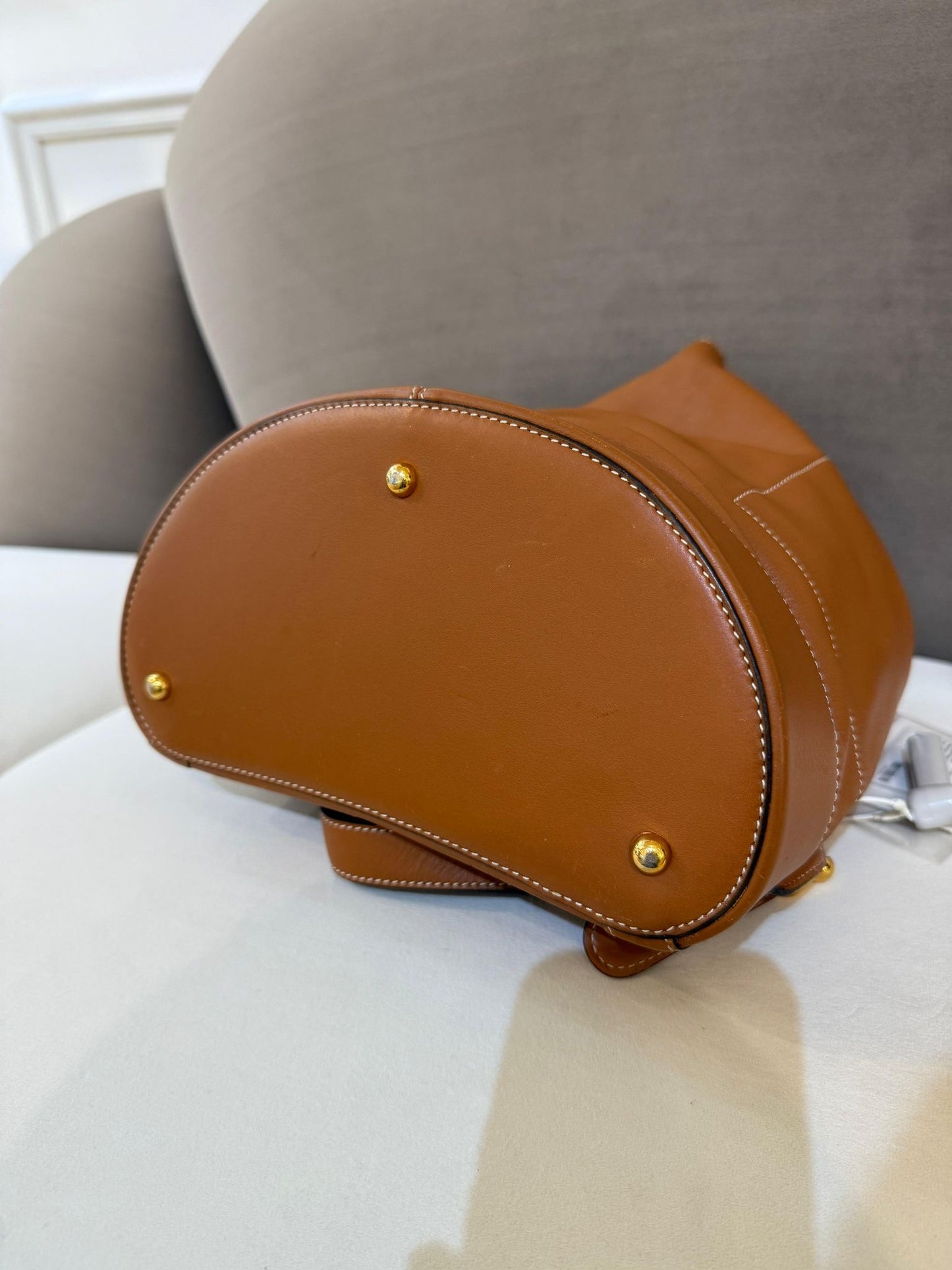 Loewe Vintage Tan Leather Backpack With Pouch