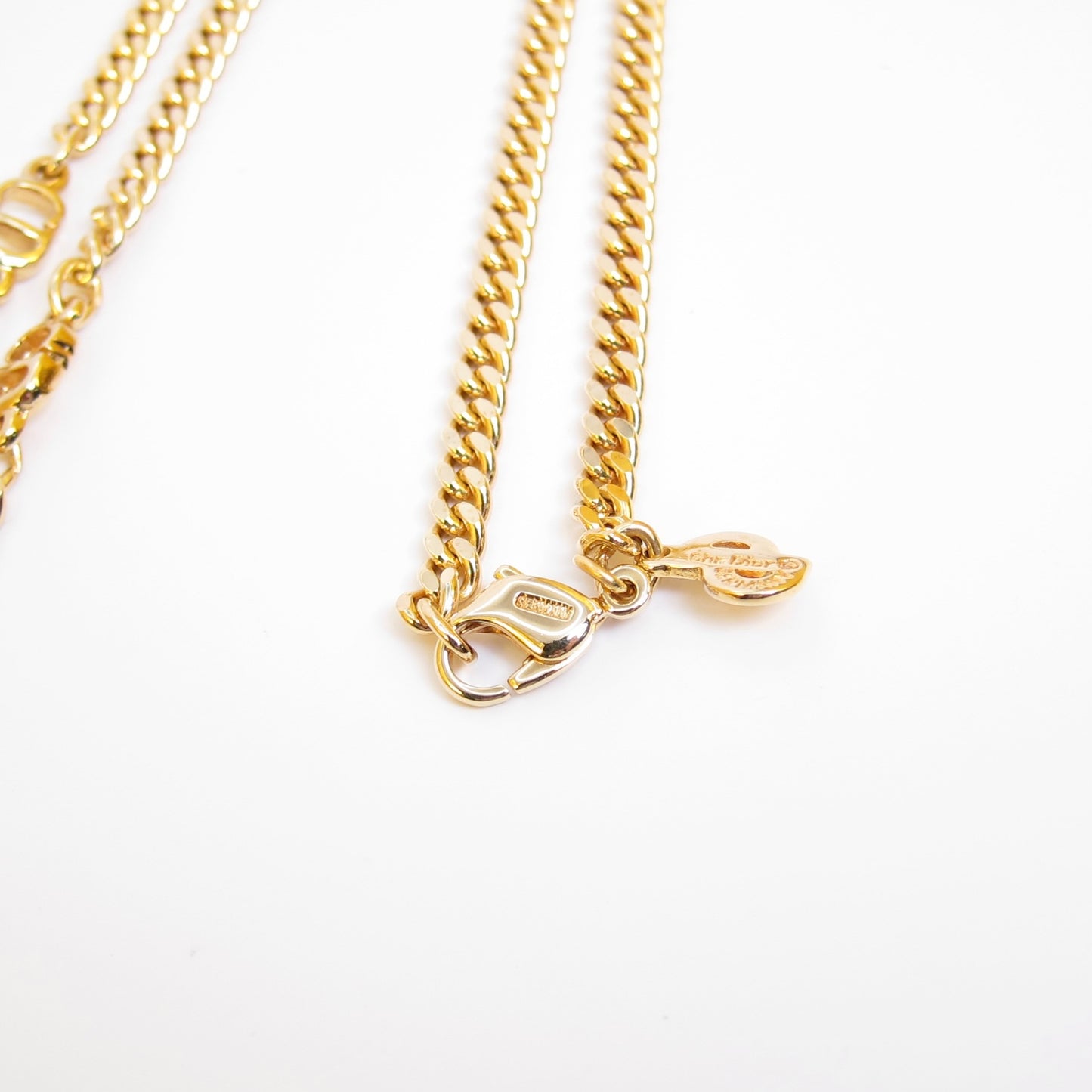 Christian Dior Vintage CD Logo Golden Long Necklace