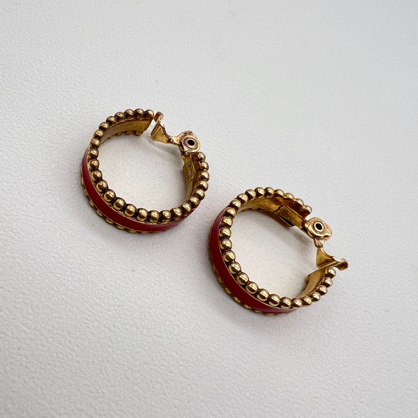 Yves Saint Laurent Vintage Red Enamelled Clip-on Earrings