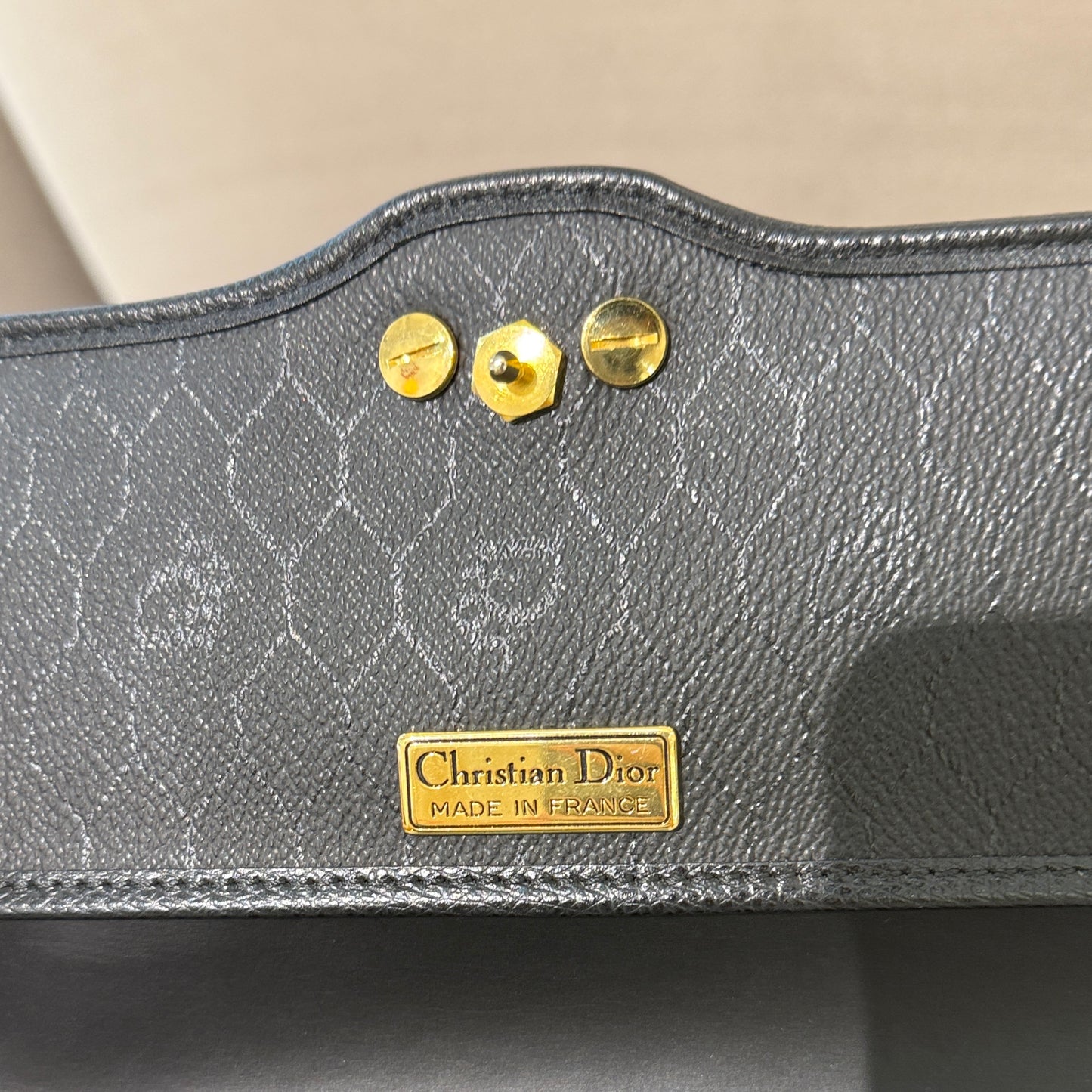 Christian Dior Golden Logo Black Leather Shoulder Bag With Golden Chain