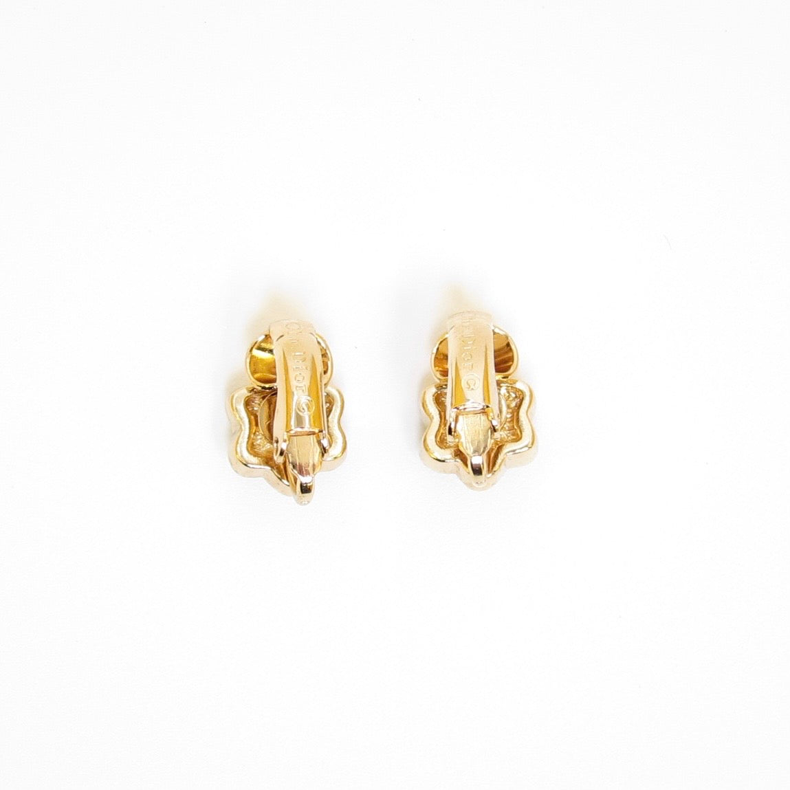 Christian Dior Vintage Crystal Flower Clip-On Earrings