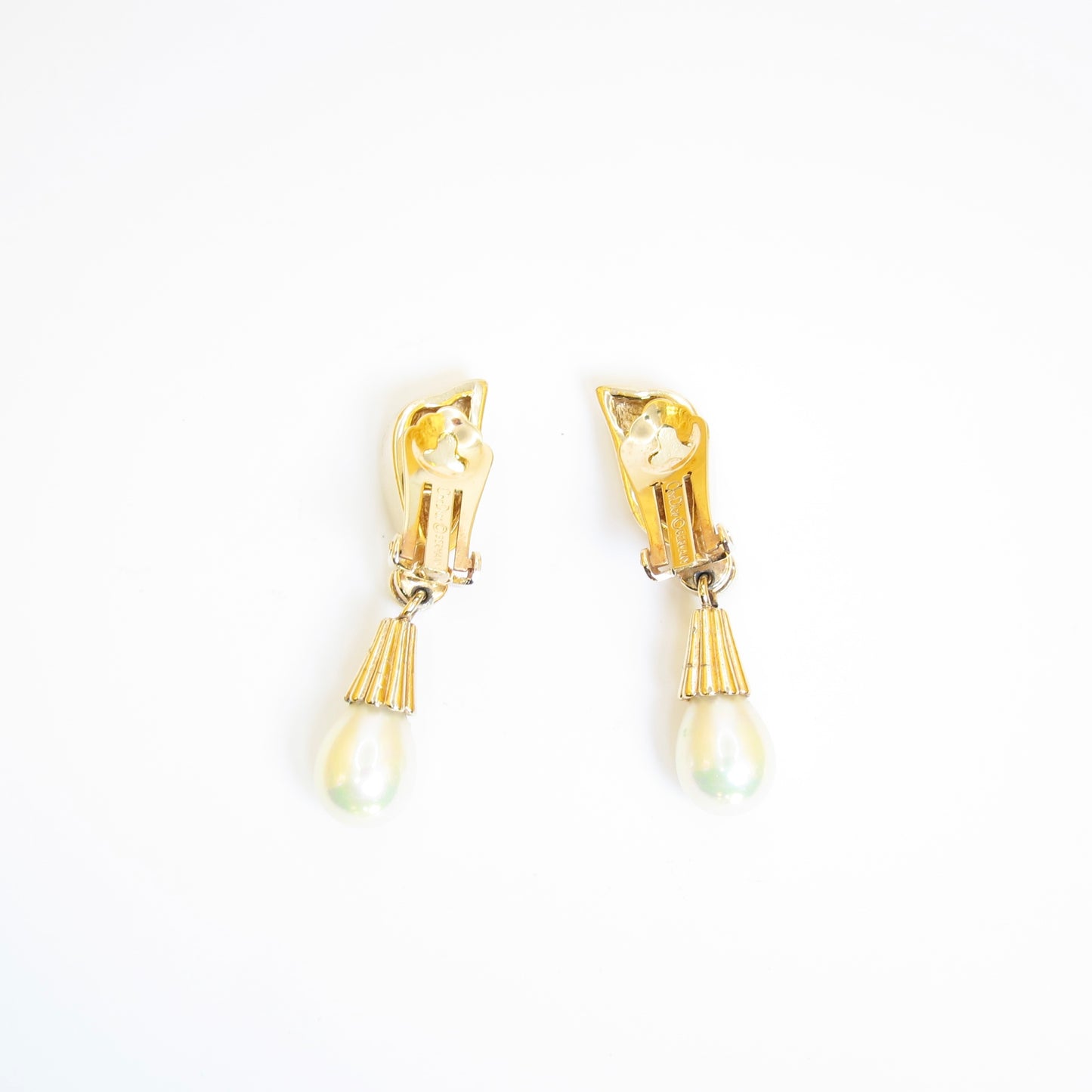 Christian Dior Vintage Stylish Pearl and Rhinestone Golden Clip-on Earrings