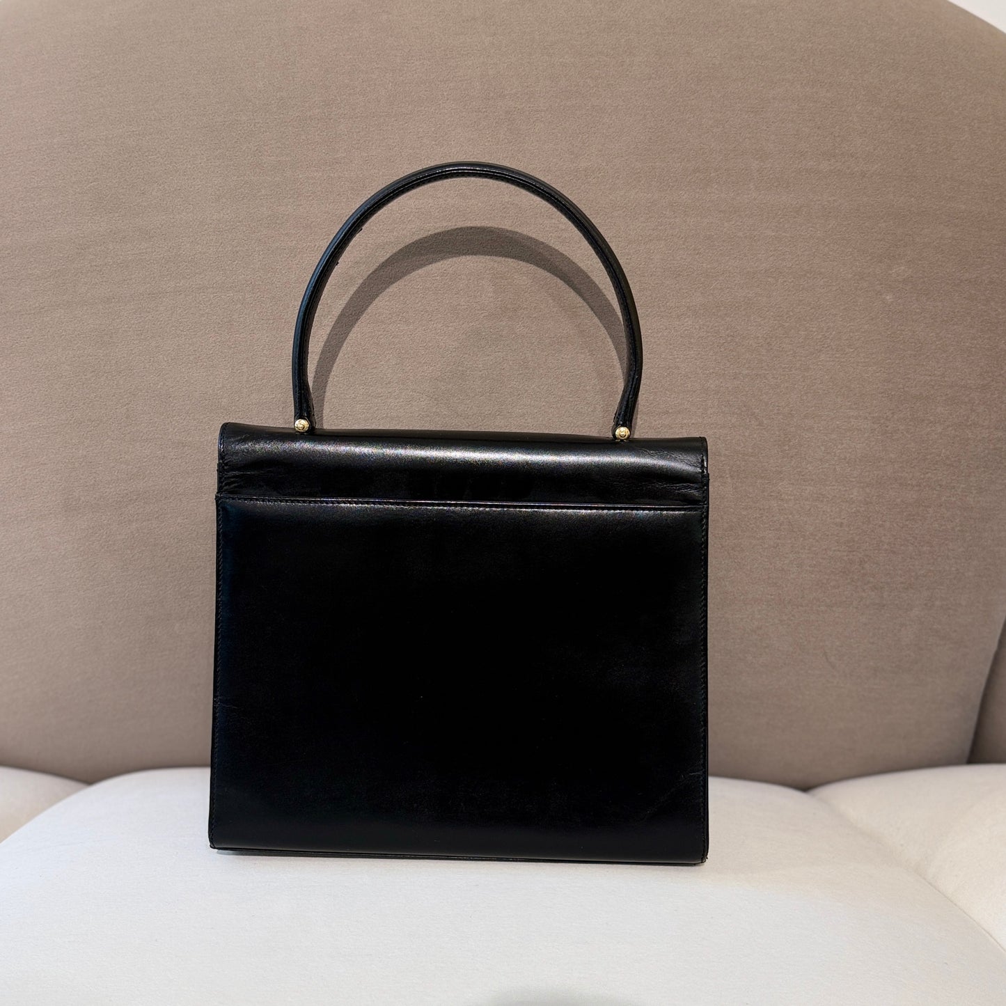 Givenchy Golden 4G Logo Classic Black Leather Vintage Handbag