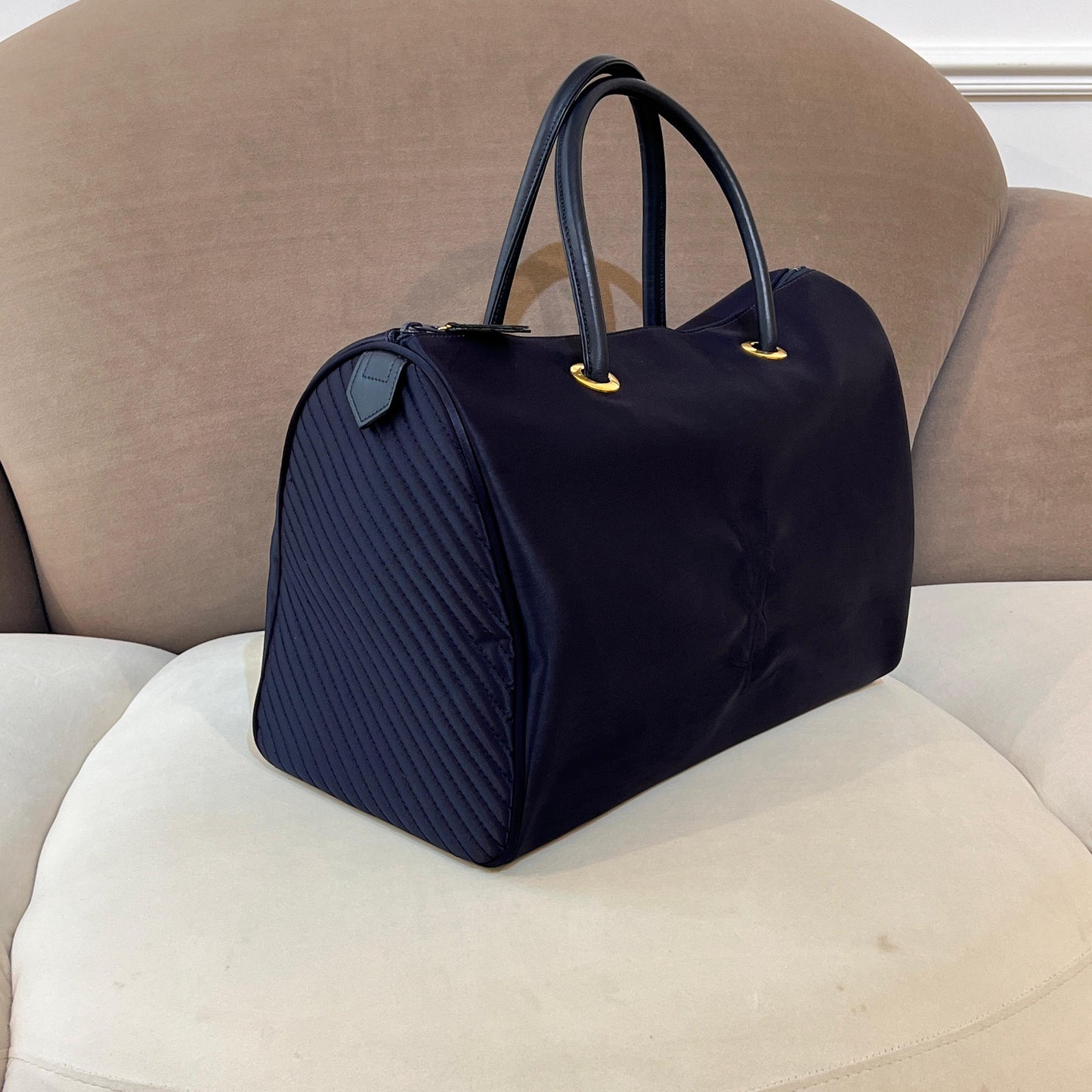 Yves Saint Laurent Vintage Navy Nylon Boston Bag