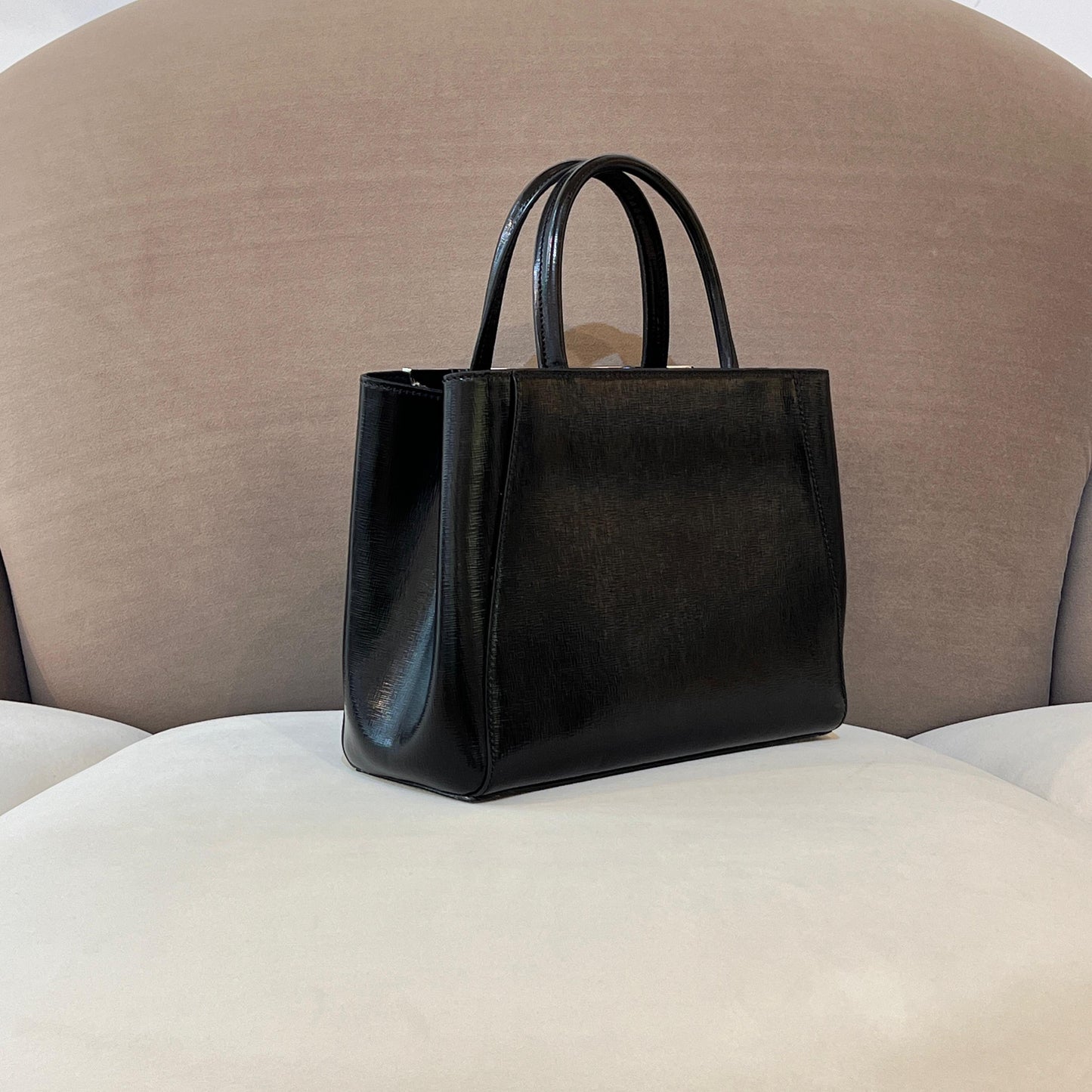 Fendi Vintage 2Jours Black Leather 2-Way Shoulder Bag