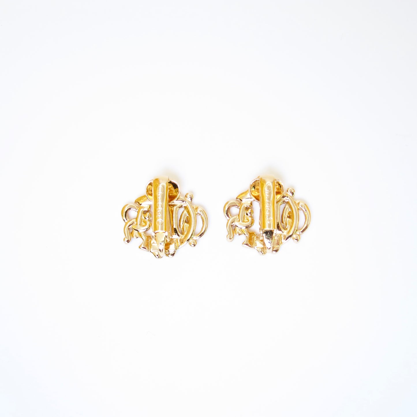 Christian Dior Vintage Dior Logo Golden Clip-on Earrings