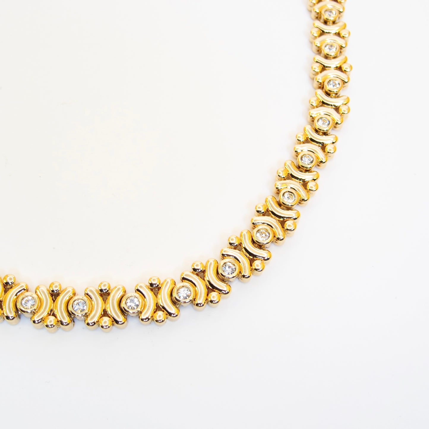 Nina Ricci Vintage Stylish Rhinestone and Golden Necklace