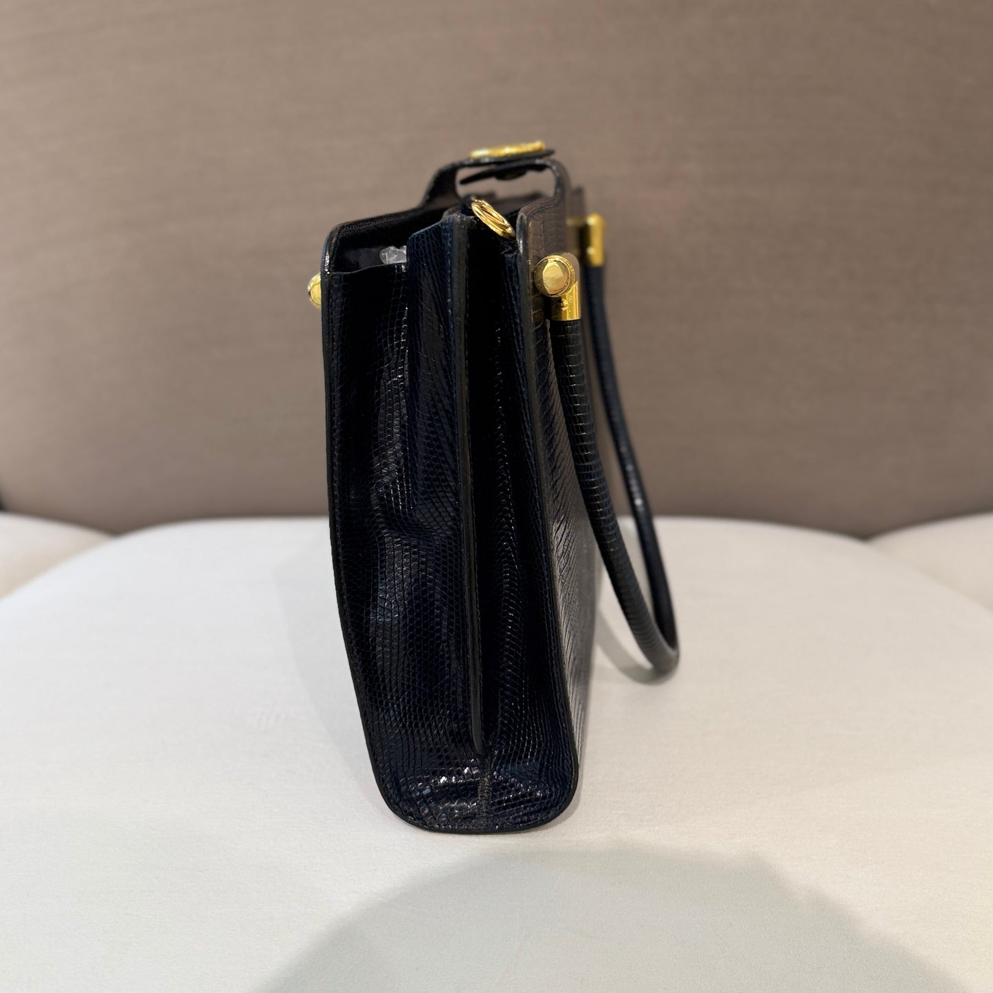 Christian Dior Vintage Lizard Navy Handbag