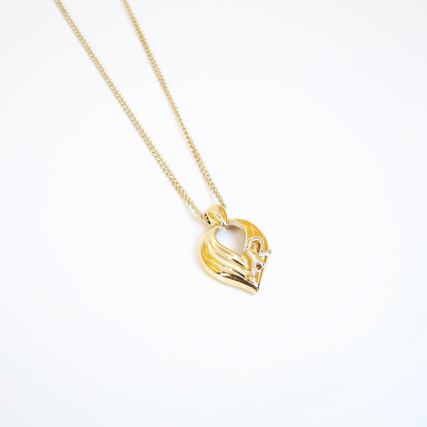 Nina Ricci Vintage NR Logo on Spade Shape Golden Necklace