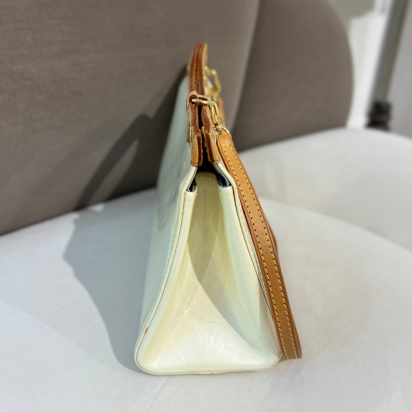 Louis Vuitton Vintage Light Yellow Enamelled Leather Monogram Handbag