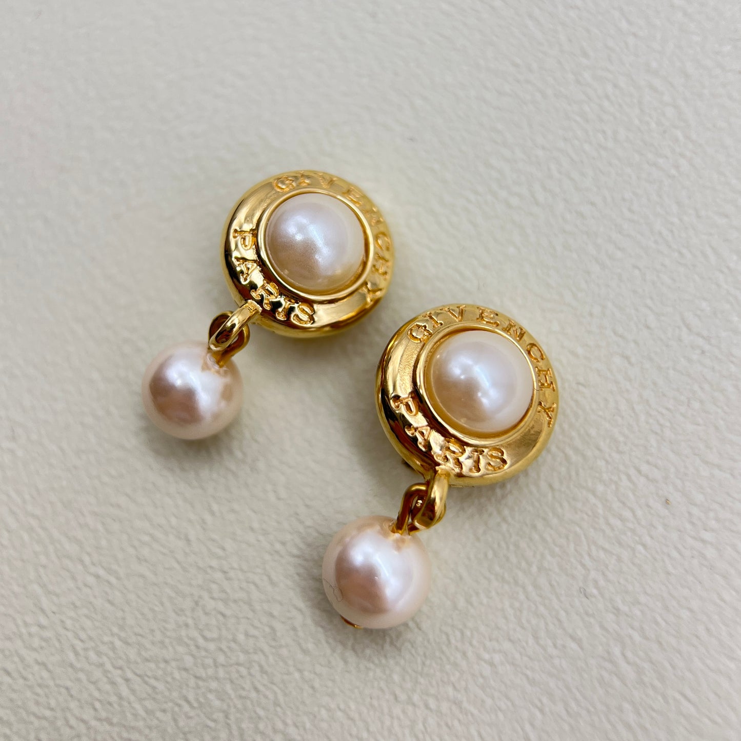 Givenchy Vintage Pearl Motif Golden Clip-on Earrings