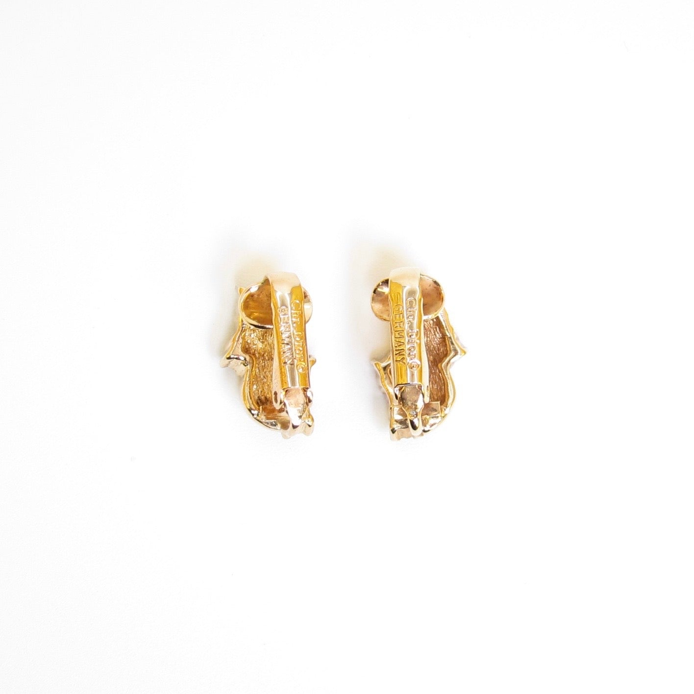 Christian Dior Vintage Green Crystal Wave Clip-On Earrings