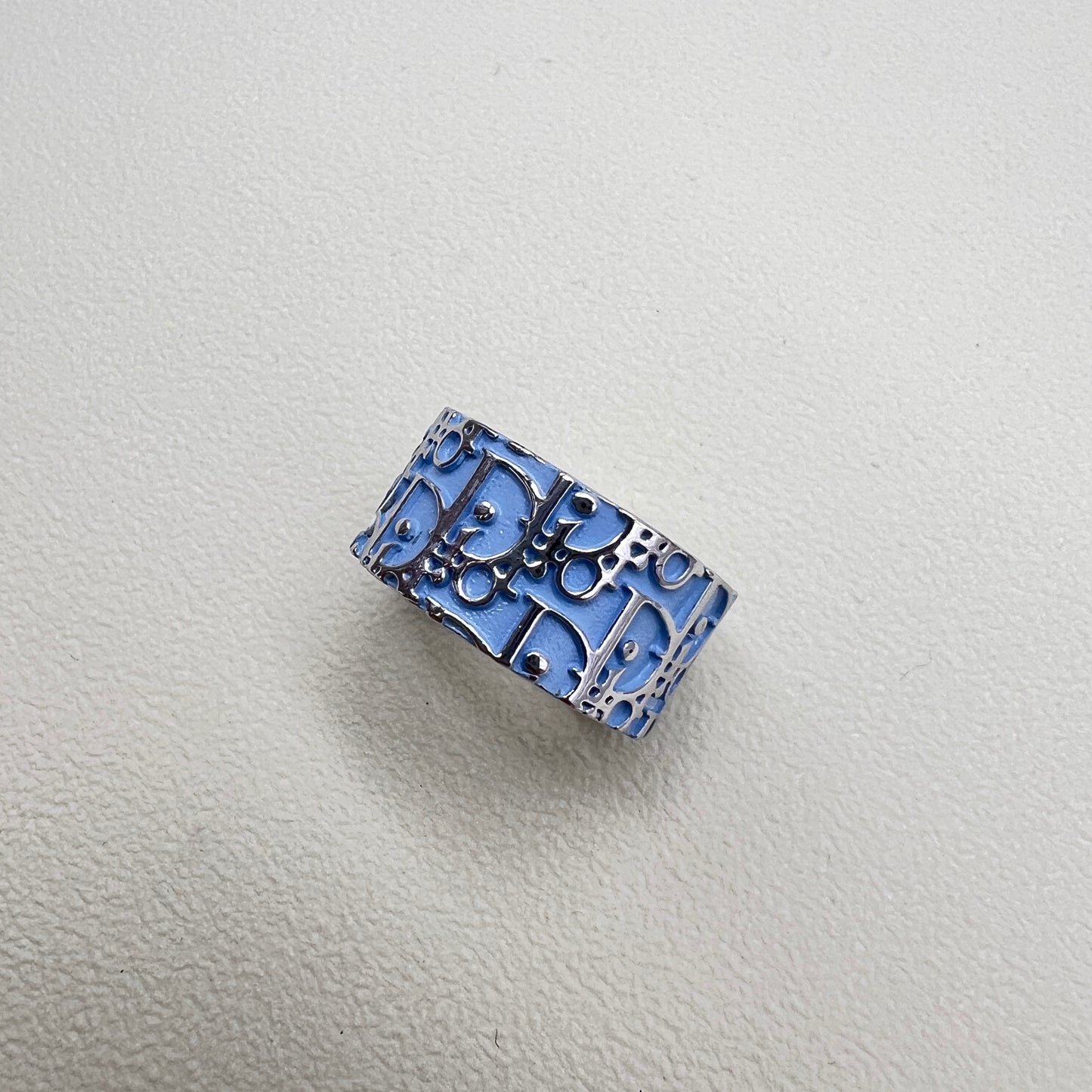 Christian Dior Vintage Blue and Silver Tortter Ring #12