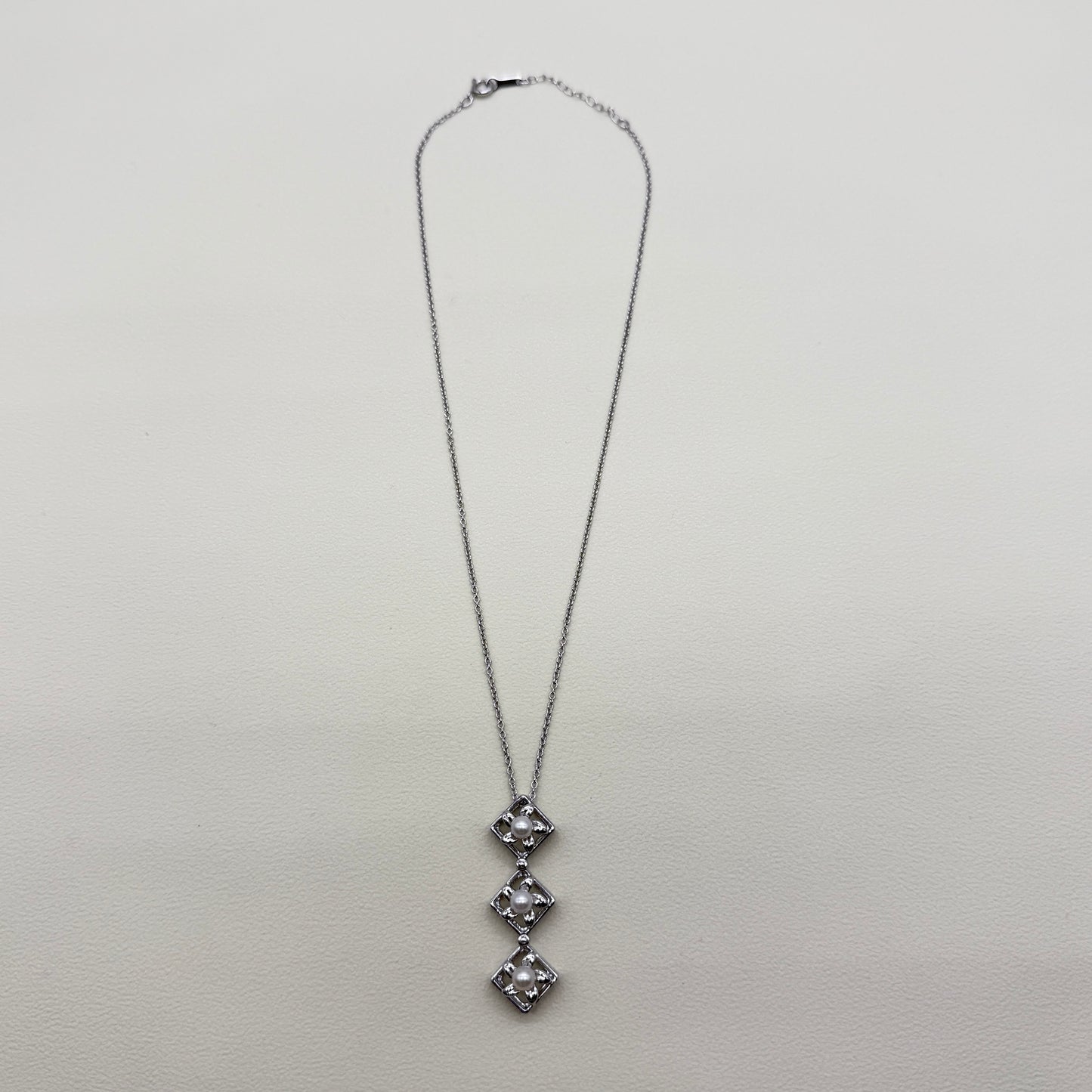 Tasaki Vintage Flower Motif with Pearl 925 Silver Necklace