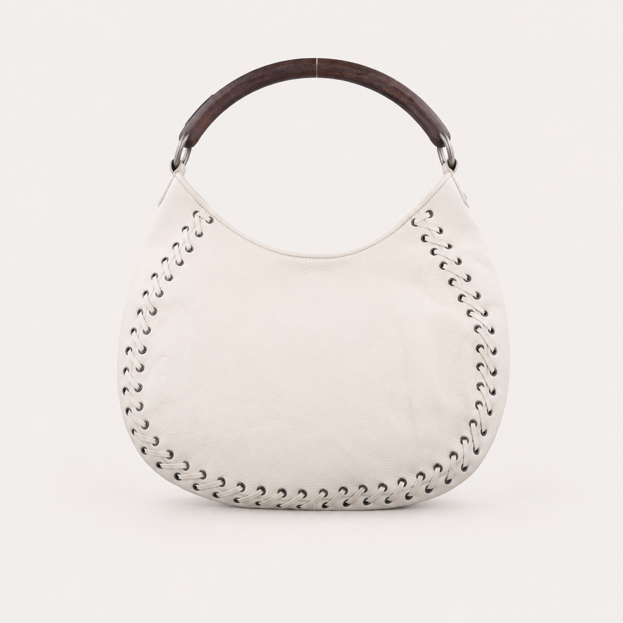 Christian Dior vintage ivory leather lace-up hobo bag front view