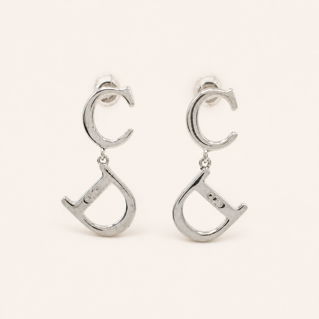 Christian Dior vintage silver-tone swing cd earrings