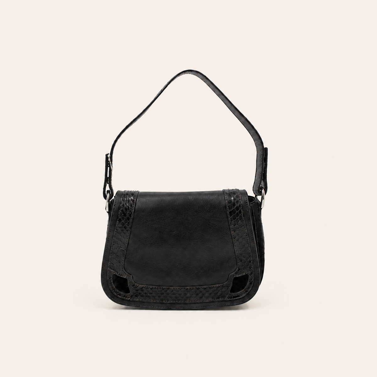 Cartier Vintage 2C Motif Black Leather Shoulder Bag – vintage designer bag front cover