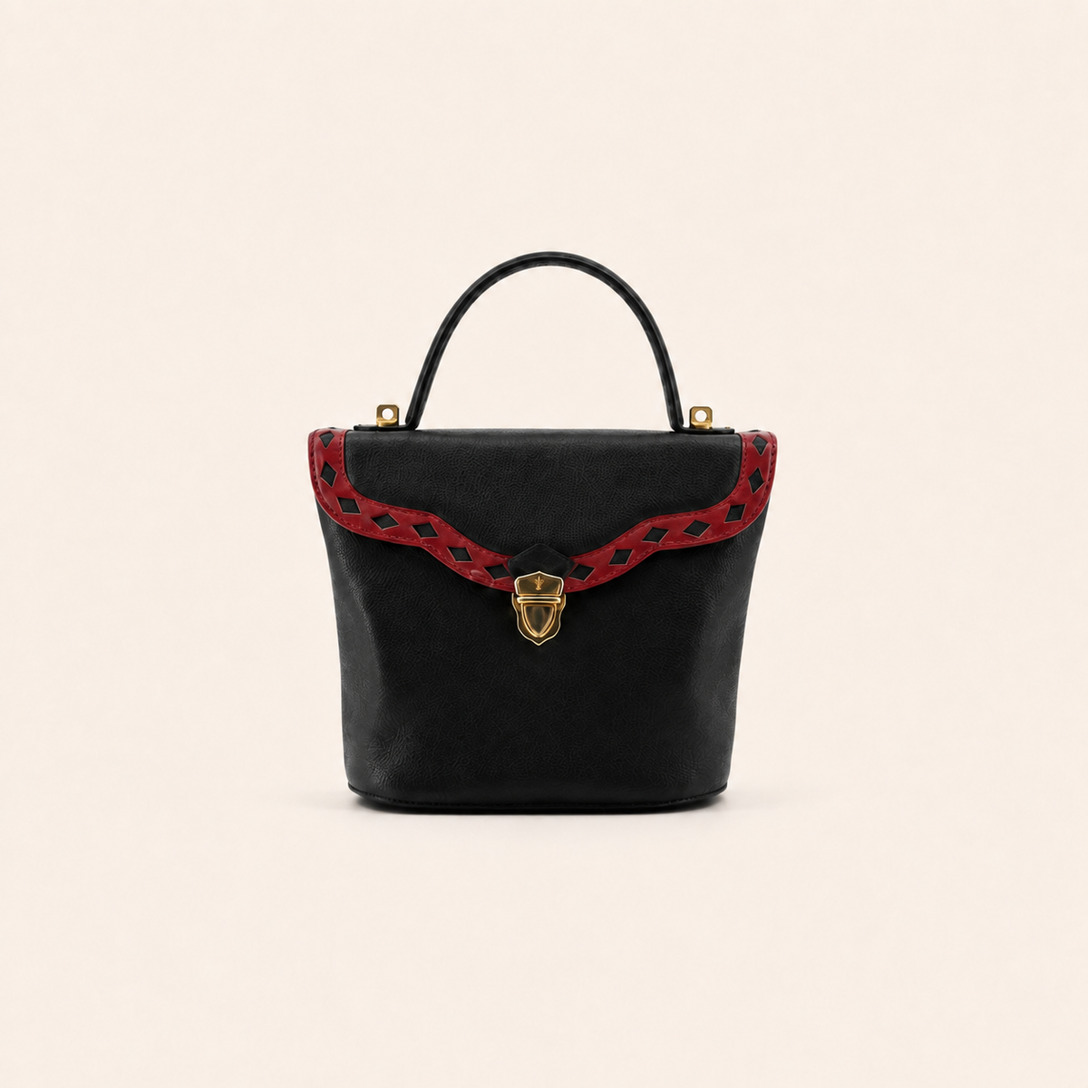 Yves Saint Laurent Vintage Black Leather Red Trim Handbag – vintage designer bag front cover