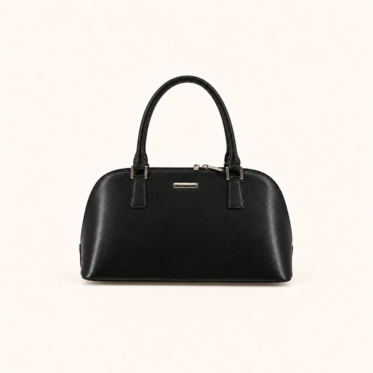 Burberry Black Dome Handbag with Silver-Tone Hardware, front view