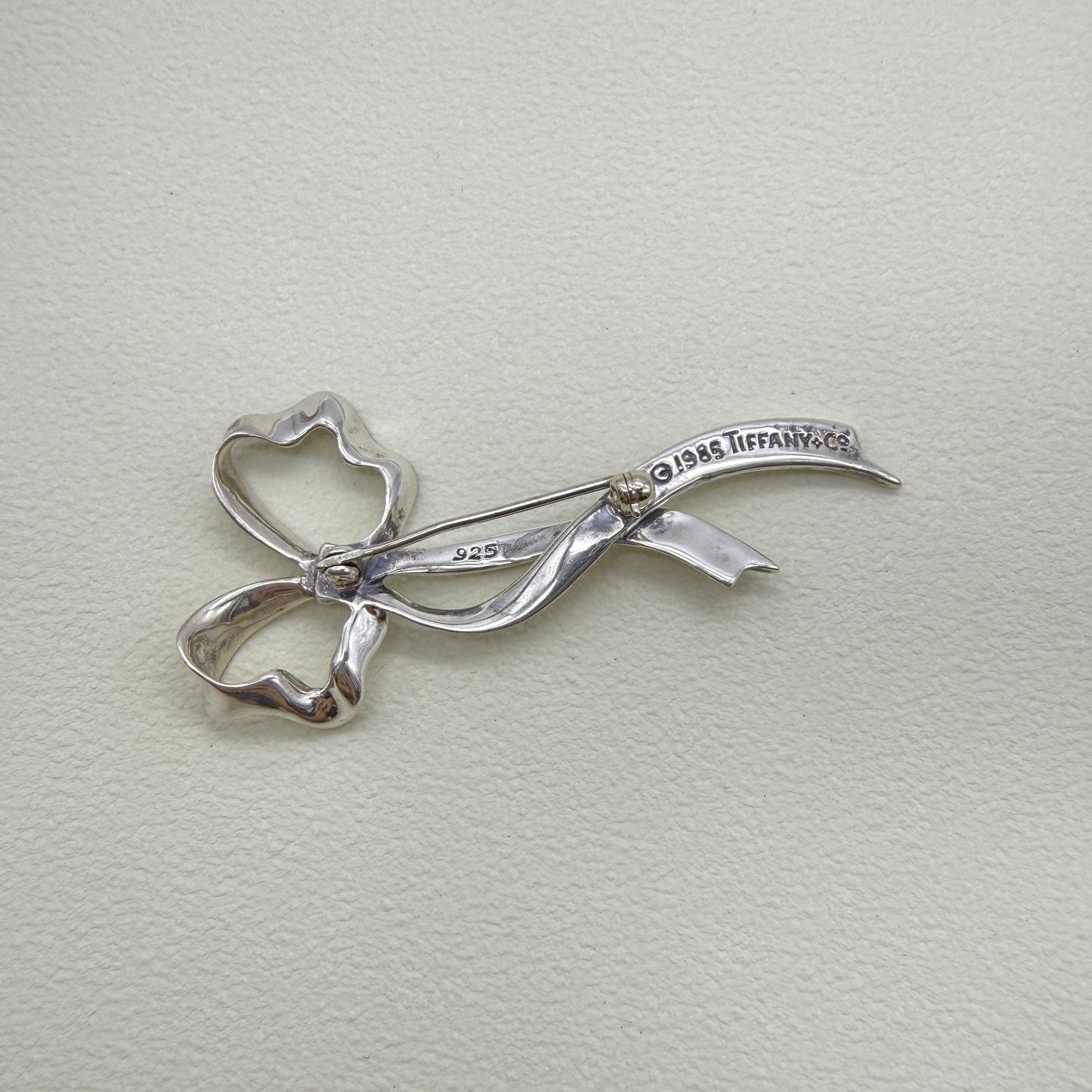 Tiffany Vintage Ribbon Motif 925 Silver Brooch
