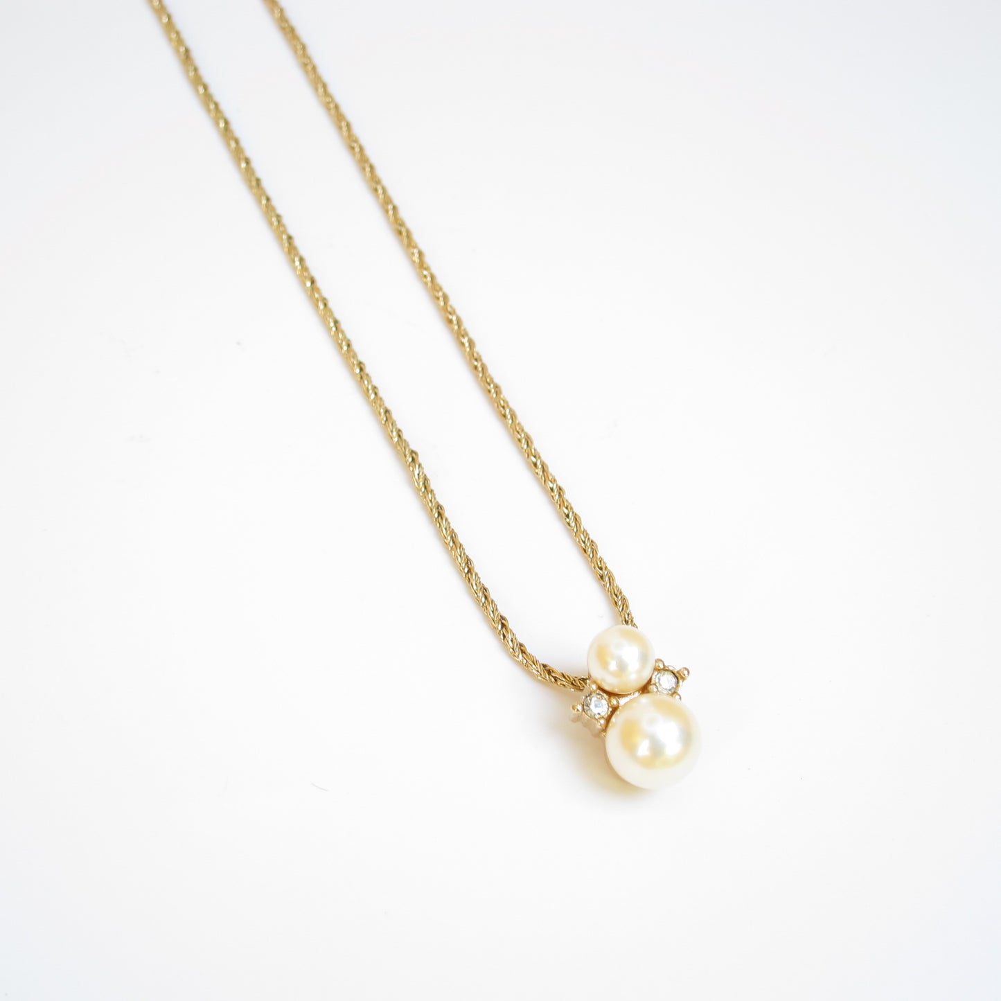 Christian Dior Vintage Pearl and Rhinestone Golden Necklace
