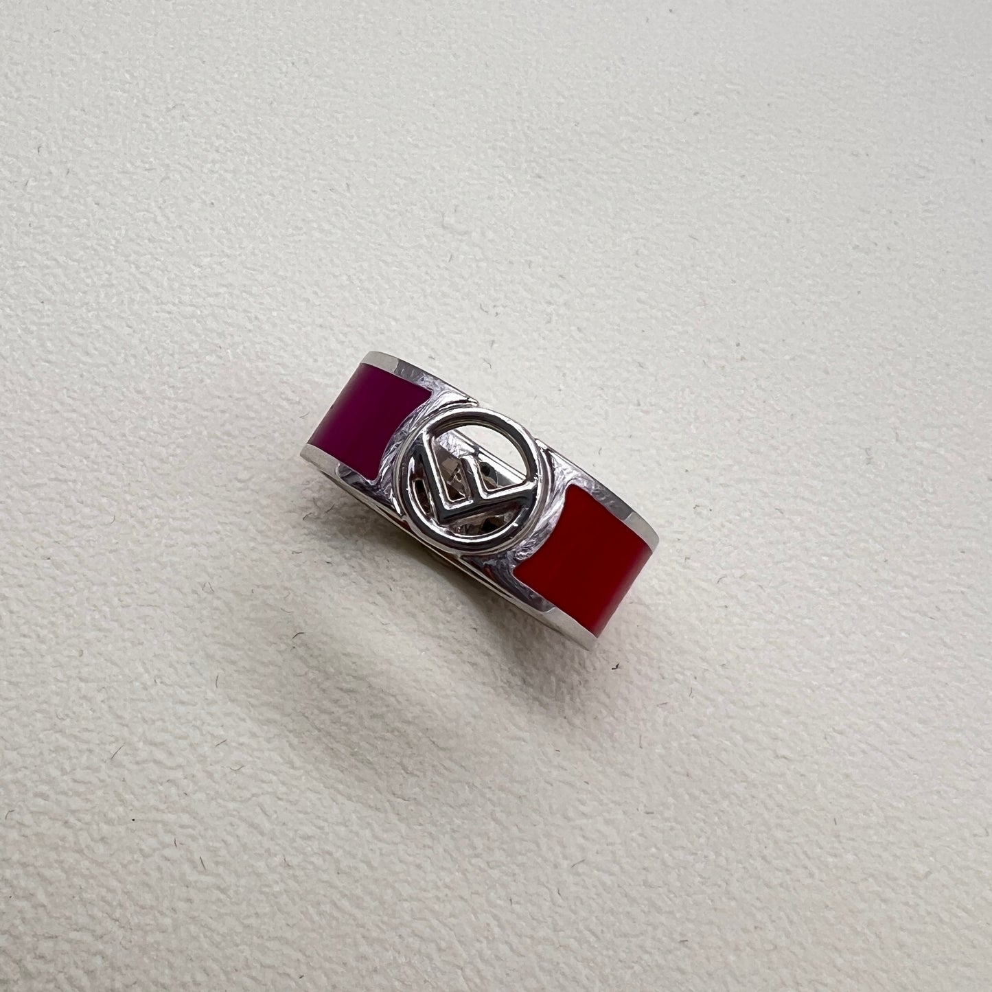 Fendi Vintage F Logo Two Tone Silver Ring #14