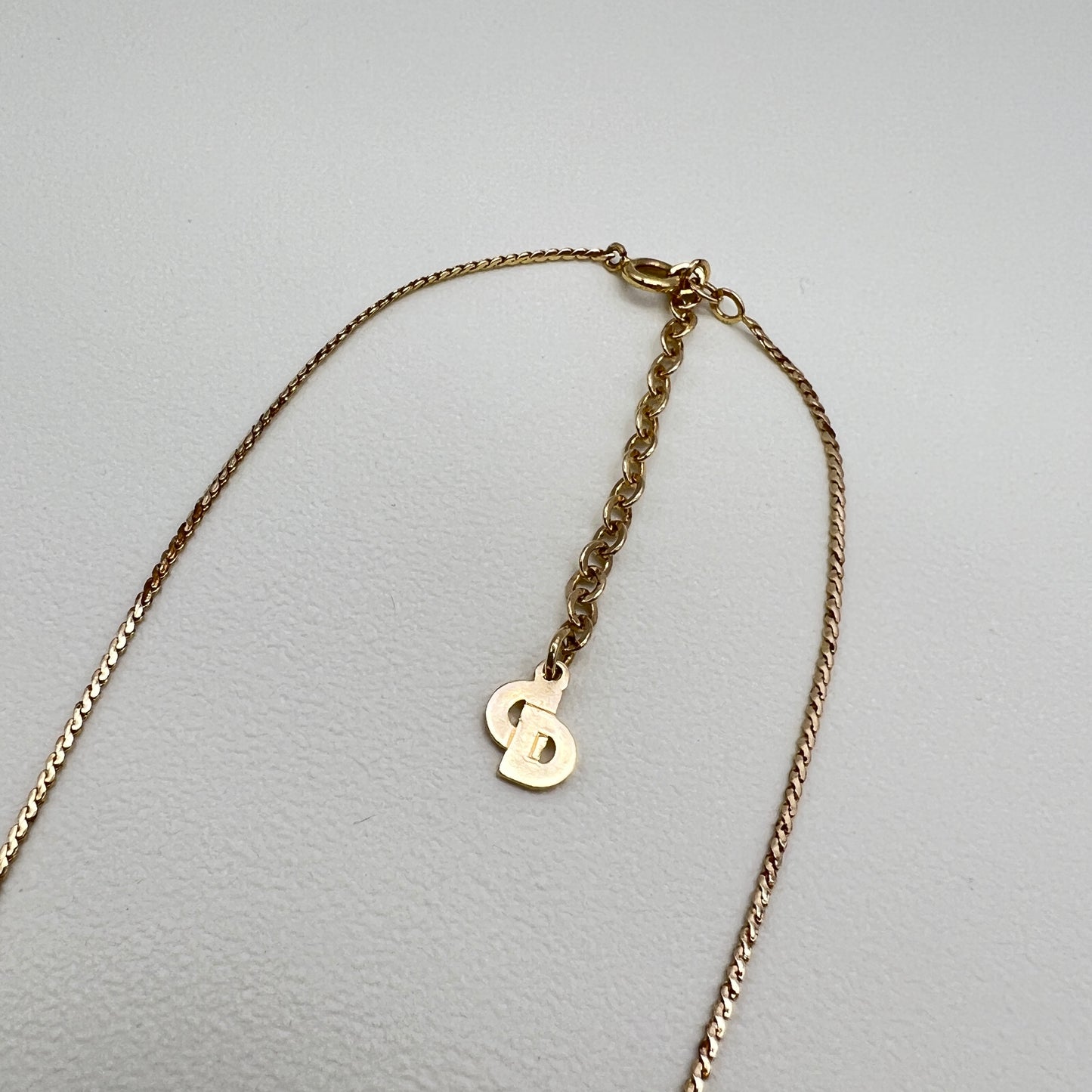 Christian Dior Vintage Dior Logo Pendant Golden Necklace