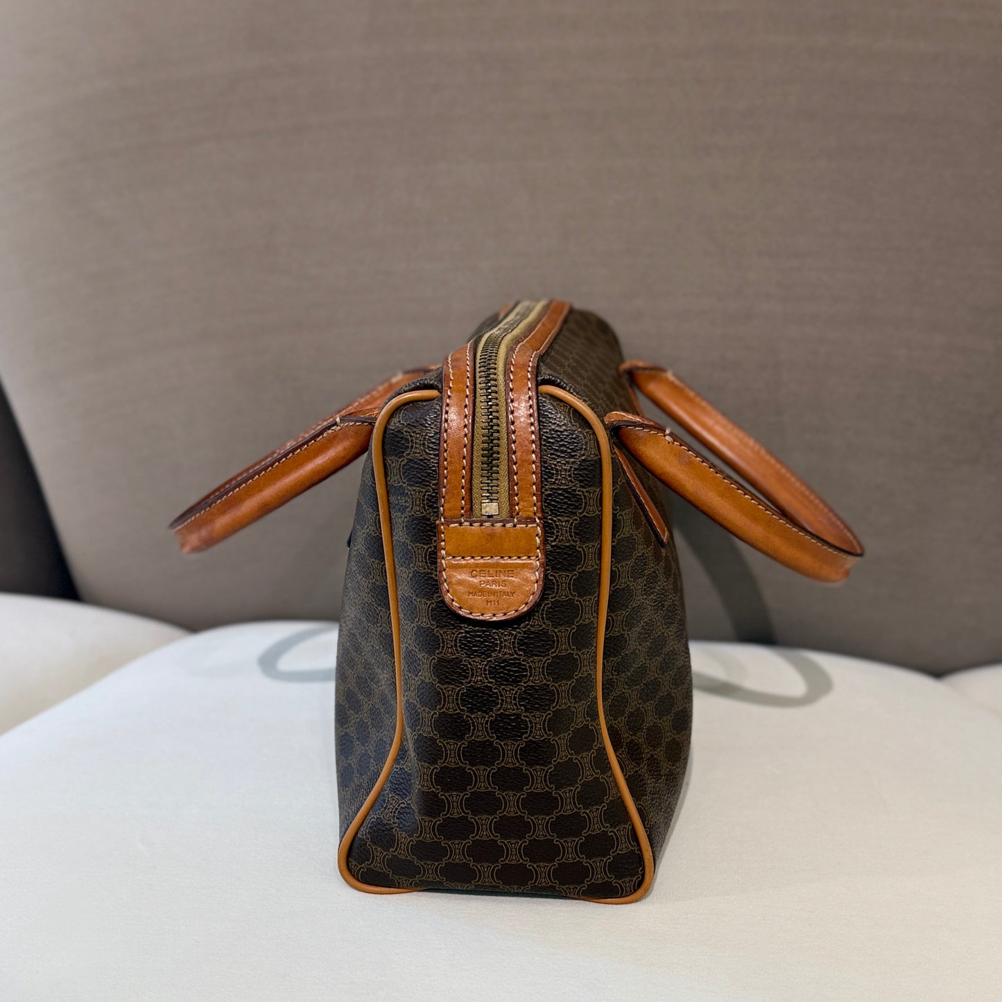 Celine Macadam Brown Canvas Handbag