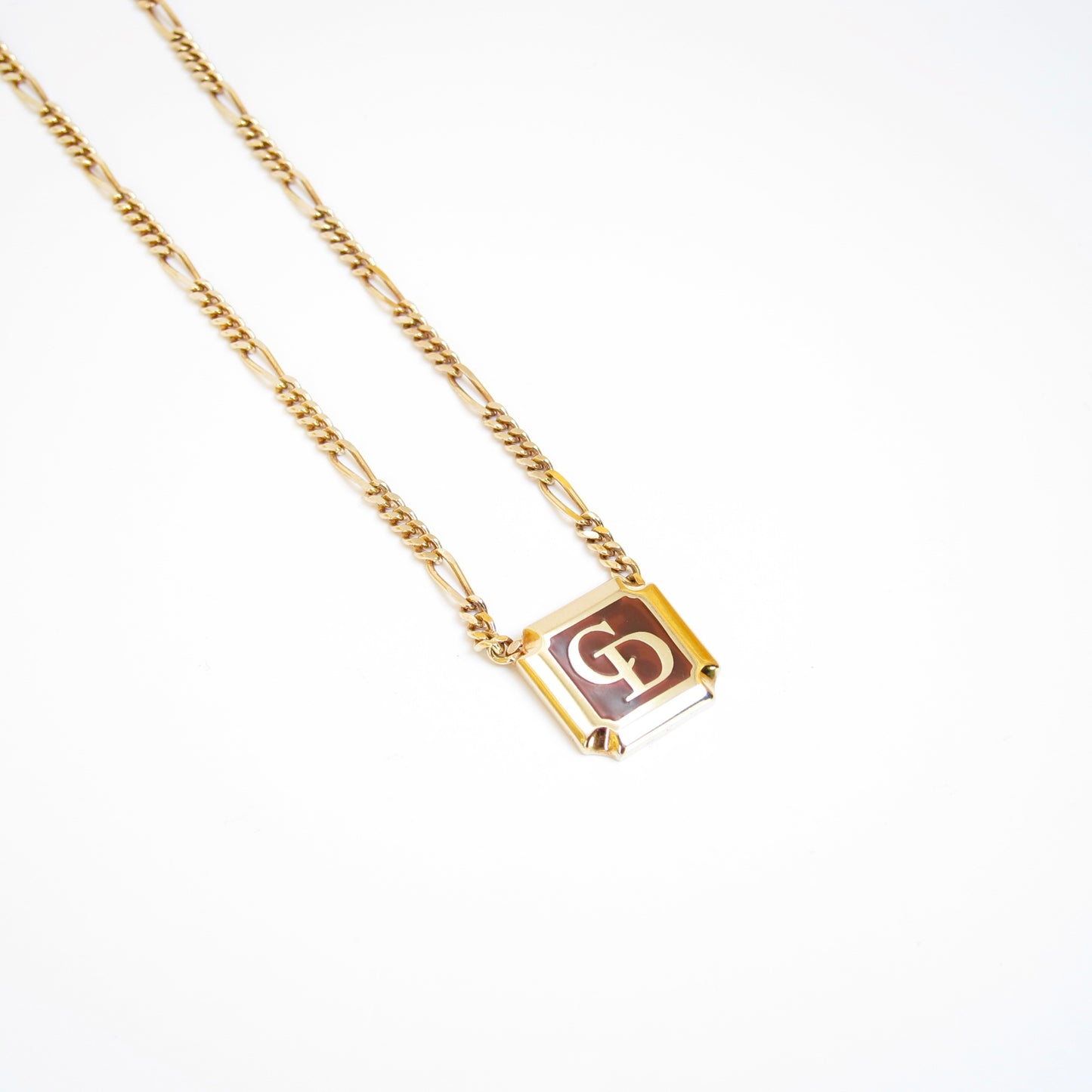 Christian Dior Vintage CD Logo in Amber and Golden Necklace