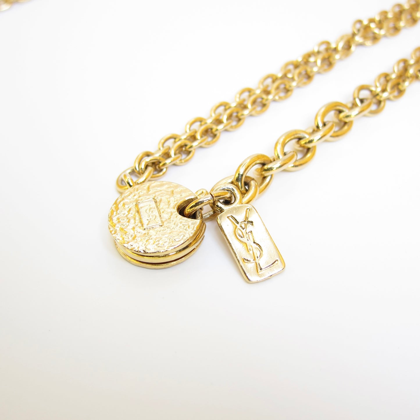 Yves Saint Laurent Vintage Stylish 2-row Golden Long Necklace