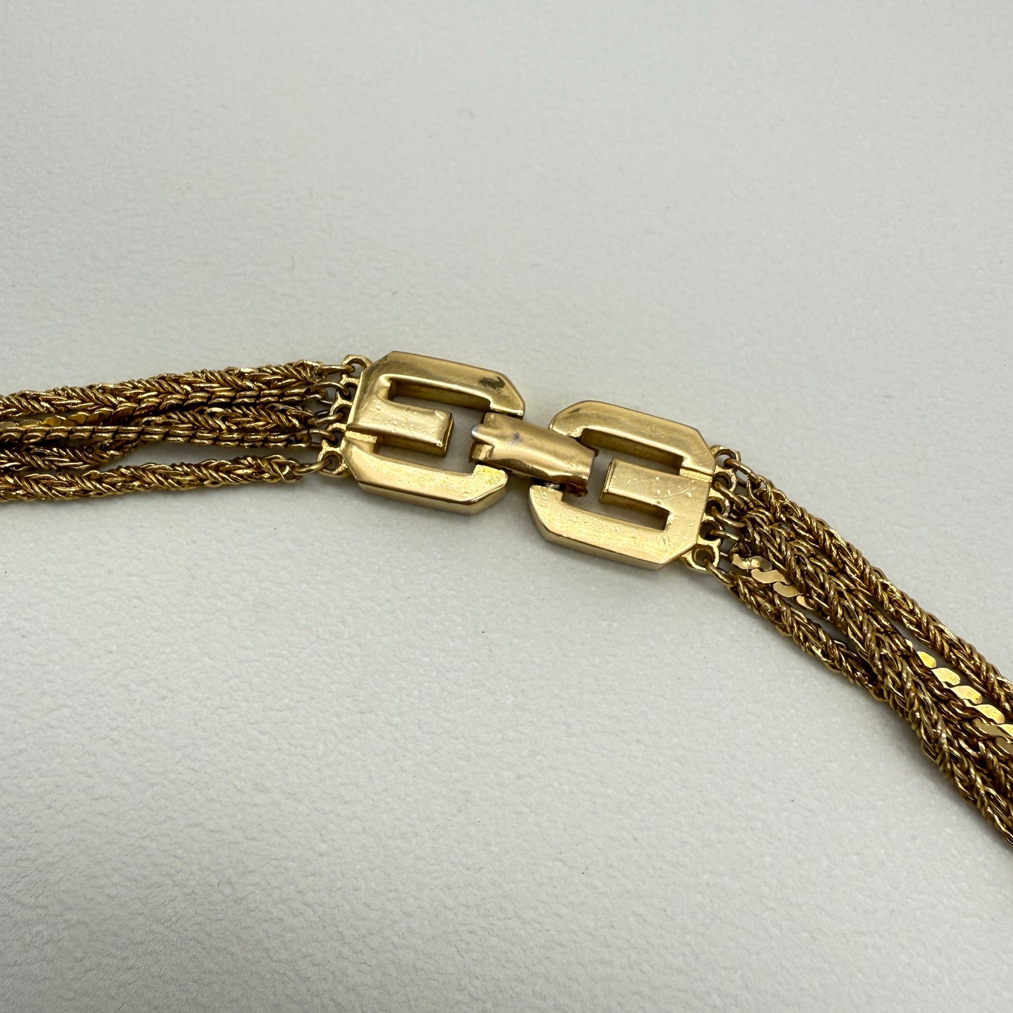 Givenchy Vintage GG Logo 5-Row Golden Long Necklace