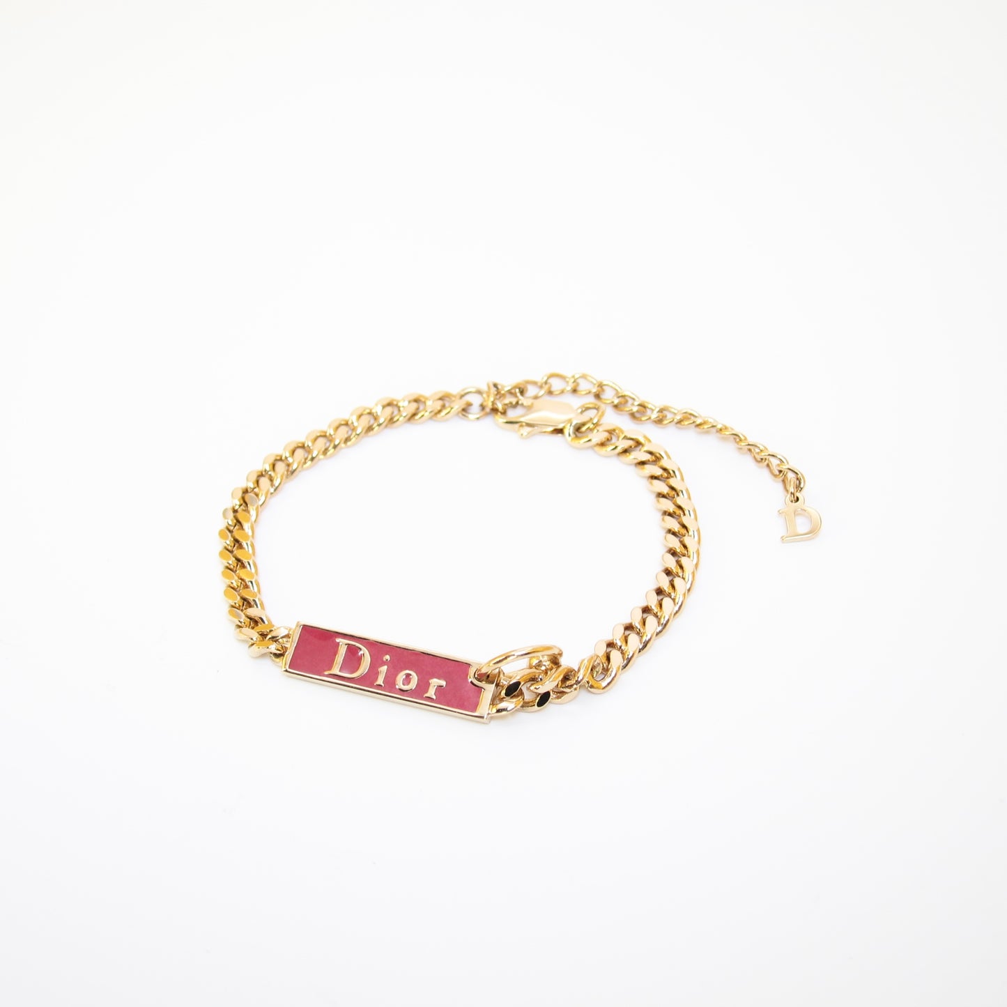 Christian Dior Vintage Dior Logo in Red and Golden Bracelet
