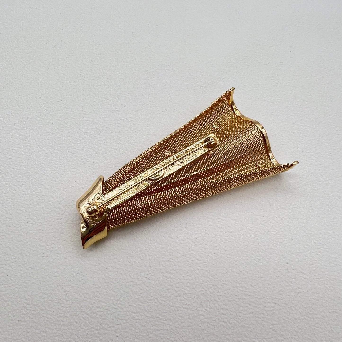 Givenchy Vintage Rhinestone Gold Mesh Designer Runway Brooch