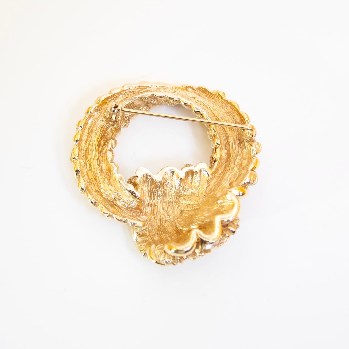 Christian Dior Vintage Stylish Rhinestone Golden Brooch