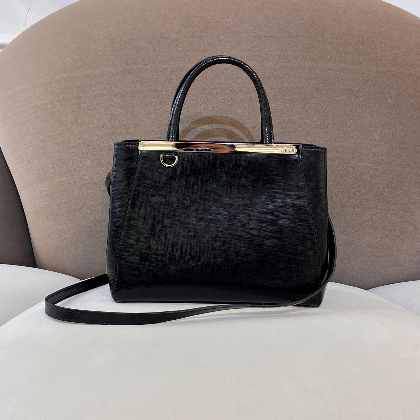 Fendi Vintage 2Jours Black Leather 2-Way Shoulder Bag