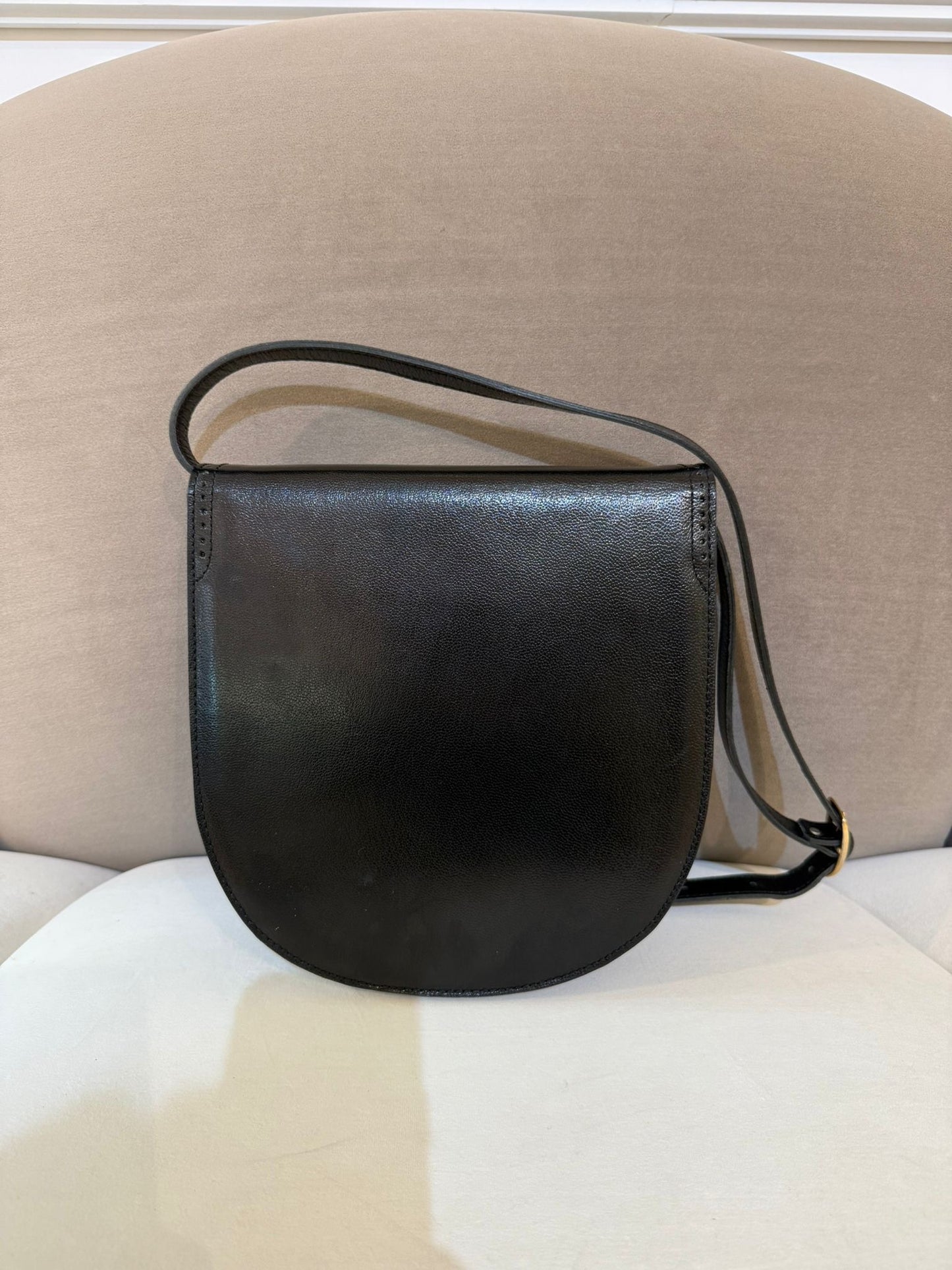Yves Saint Laurent Vintage Black Leather Flap Shoulder Bag